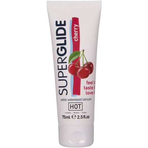 Hot Superglide Edible Waterbased Lubricant Cherry 75ml