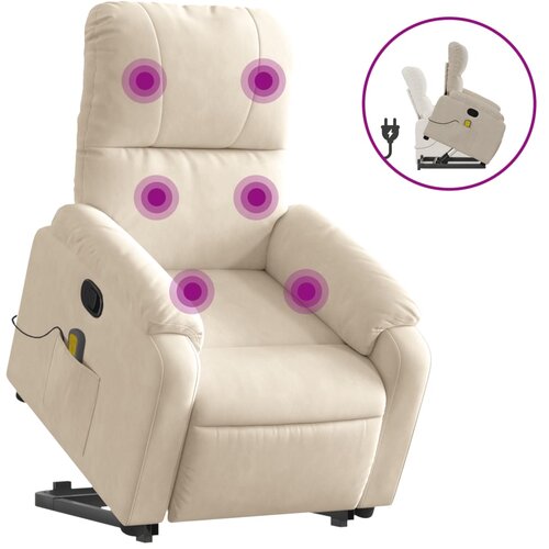 VidaXL Masažni naslanjač s funkcijo vstajanja bež blago mikrovlakna, (20957083) Slike