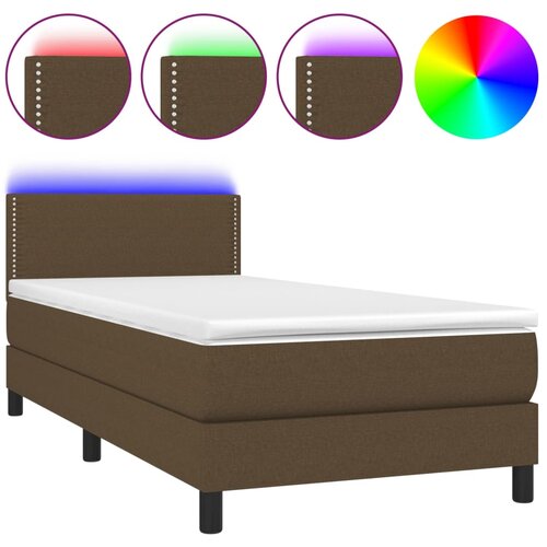 Maison Chic Box spring postelja - Vzmetna postelja z vzmetnico LED temno rjava 100x200cm blago SL2657, (21903906) Slike