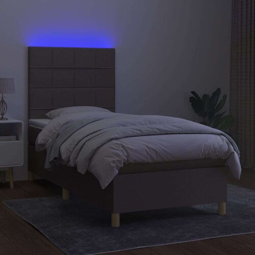  Krevet box spring s madracem LED smeđesivi 80 x 200 cm tkanina Slike