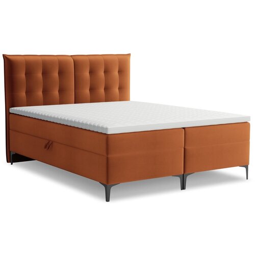 Makamii Boxspring postelja s prostorom za shranjevanje 180x200 cm v barvi terakote Mikana – Cene