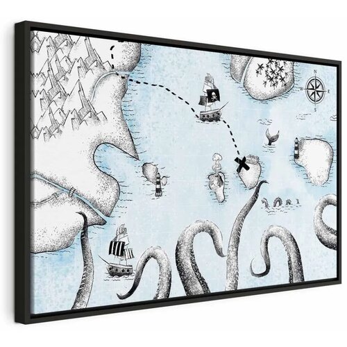  Slika - Treasure Map (1 Part) Wide 90x60 U crnom drvenom okviru Cijene