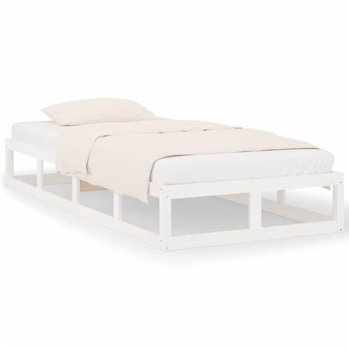 VidaXL Posteljni okvir bel 100x200 cm trden les, (20644177) Slike