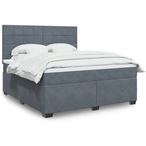 vidaXL Box spring postelja z vzmetnico temno siva 180x200 cm žamet Cene