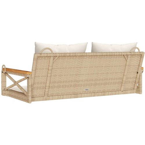 VidaXL Klupa za ljuljanje s jastucima bež 109x62x40 cm od poliratana Slike