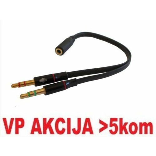 Gembird CCA-23535 ** 3.5mm Headphone Mic Audio Y Splitter Cable Female to 2x3.5mm Male adapter (95) Slike