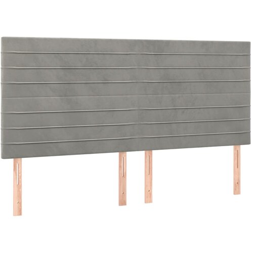 Maison Chic Posteljno vzglavje - Vzglavna omarica 4 kosa svetlo siv 90x5x78/88 cm žamet, (22077986) Slike