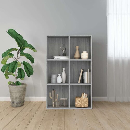 VidaXL Knjižna omara/komoda siva sonoma 66x30x98 cm inženirski les Slike