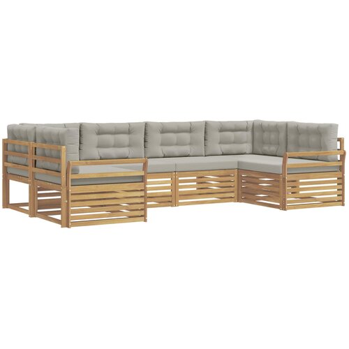  Set vanjskih sofa 6 kom. Bijela i svjetlosiva 325 x 170,5 x 73 cm Slike