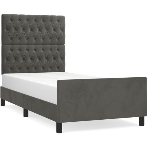vidaXL Posteljni okvir z vzglavjem temno siv 90x200 cm žamet, (20787998) Cene