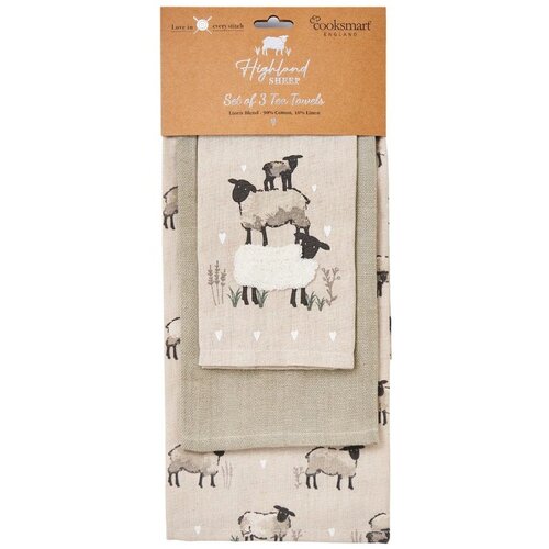 Cooksmart &amp;reg; Kuhinjska krpa 3 kom od mje&amp;scaron;avine lana 45x65 cm Highland Sheep &amp;ndash; Slike