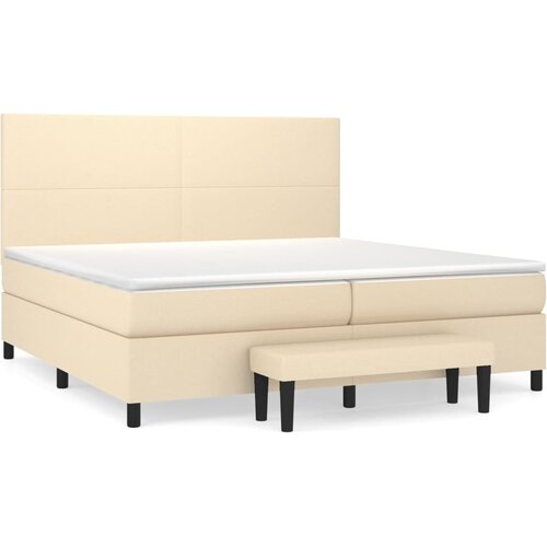 VidaXL Box spring postelja z vzmetnico krem 200x200 cm blago, (20851597) Slike