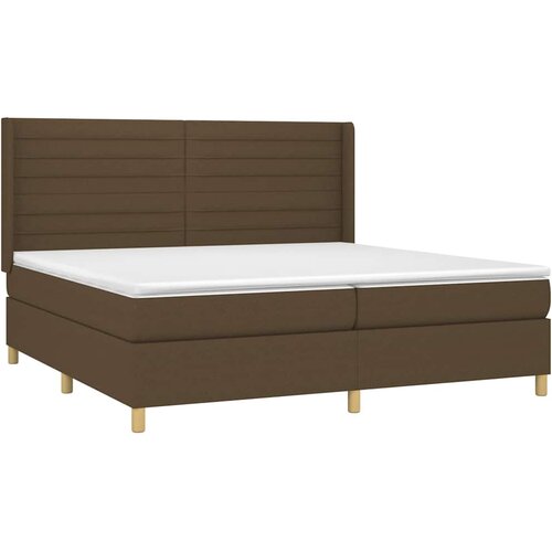  Krevet s oprugama i madracem tamnosmeđi 200x200 cm od tkanine Slike