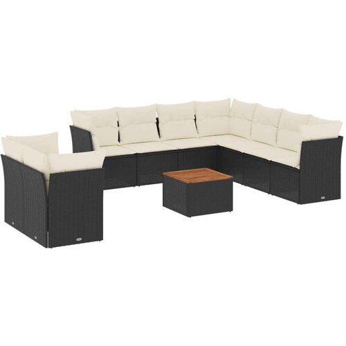 vidaXL 10-dijelni set vrtnih sofa s jastucima crni od poliratana Cijene
