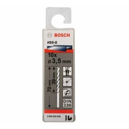 Bosch burgija za metal hss-g, din 338 3,5 x 39 x 70 mm pakovanje od 10 komada Slike