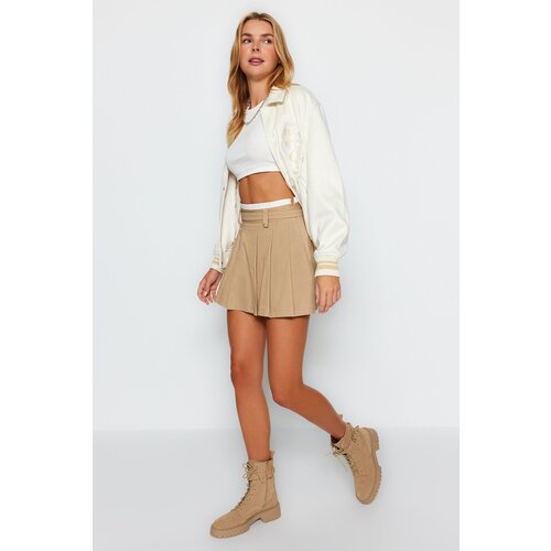 Trendyol Beige Double-Belt Detail Pleated Mini Woven Skirt Cijene