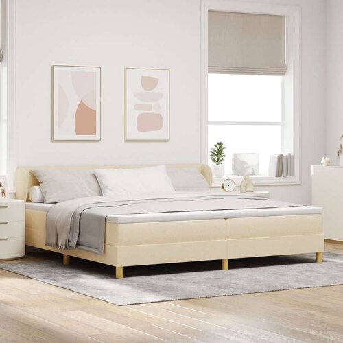  Postelja z vzmetnico Krem 200x200 cm Tkanina, (22051321) Slike