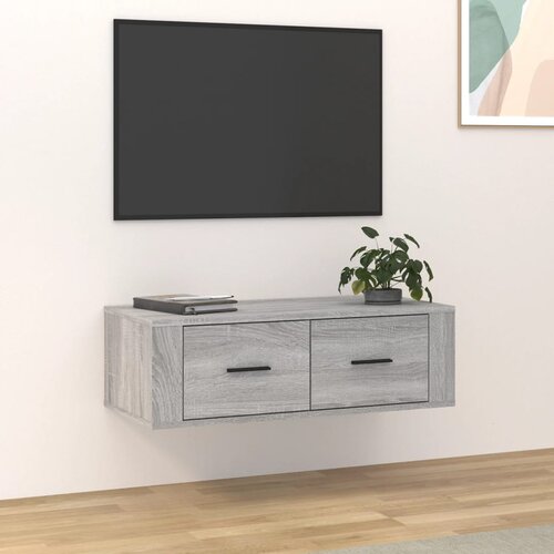 The Living Store Viseča TV omarica siva sonoma 80x36x25 cm inženirski les - TV Omarica, (21376192) Slike