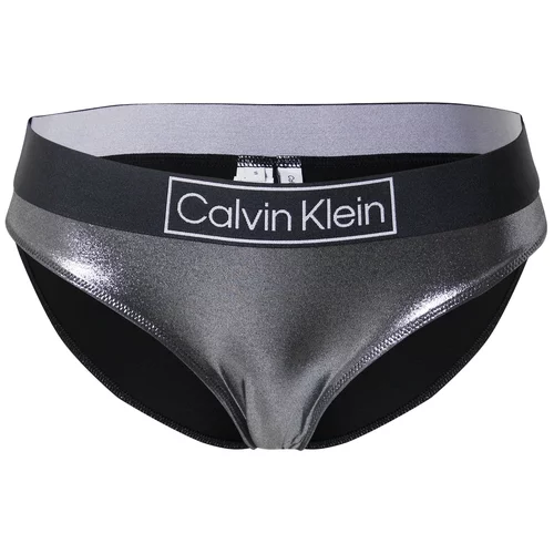Calvin Klein Swimwear Bikini hlačke srebrno-siva / črna / bela
