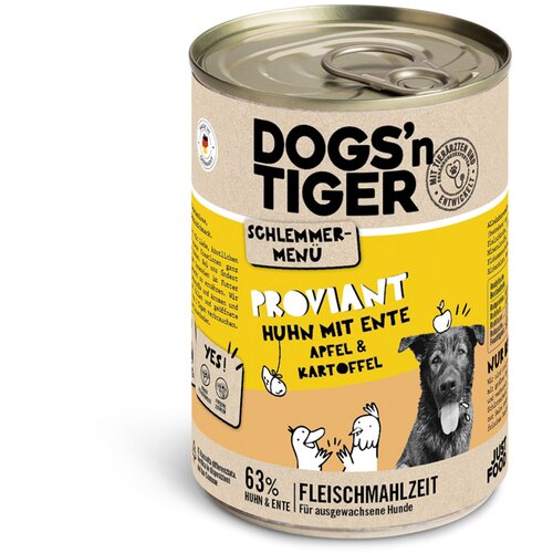 Dogs'n Tiger Varčno pakiranje gurmanski meni za pse 12 x 400 g - Piščanec z raco, jabolkom in krompirjem Cene