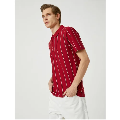 Koton Polo Neck T-Shirt, Slim Fit, Button Detailed Cotton.