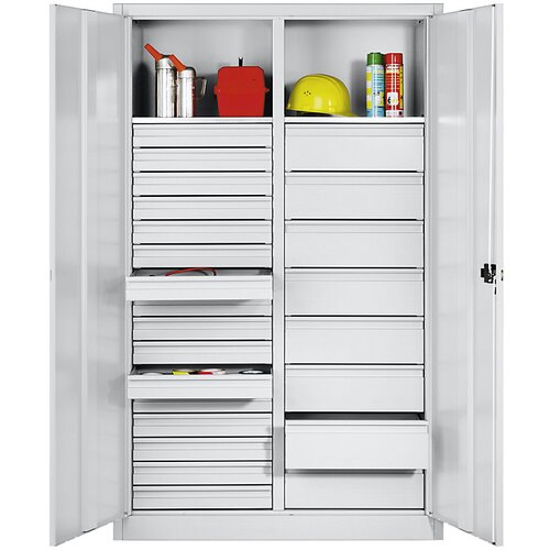 C+P Omara za material iz jeklene pločevine, 2 polic, 24 predalov, VxŠxG 1950 x 930 x 500 mm, svetlo siva Cene