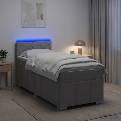  Boxspring krevet s madracem Svjetlosiva 90 x 200 cm Tkanina Cijene