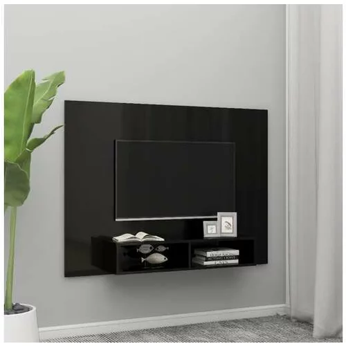  Stenska TV omarica visok sijaj črna 135x23,5x90 cm iverna pl.