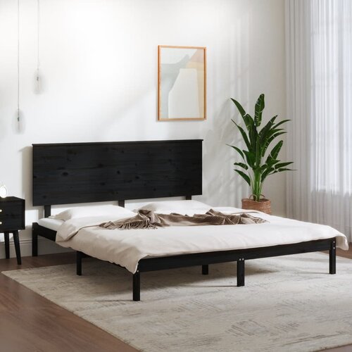 VidaXL Okvir za krevet od masivne borovine crni 200 x 200 cm Slike