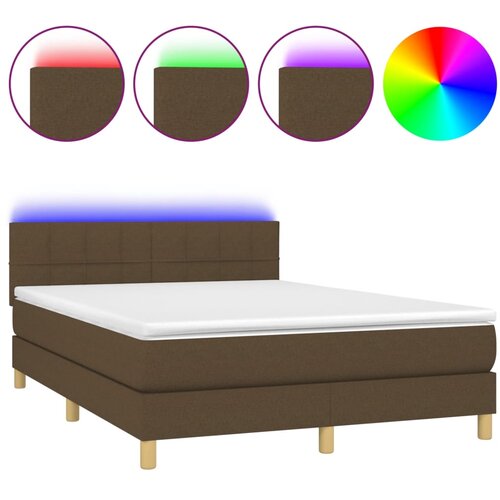 Maison Chic Box spring postelja - Vzmetna postelja z vzmetnico LED temno rjava 140x200cm blago SL15523, (21904070) Cene