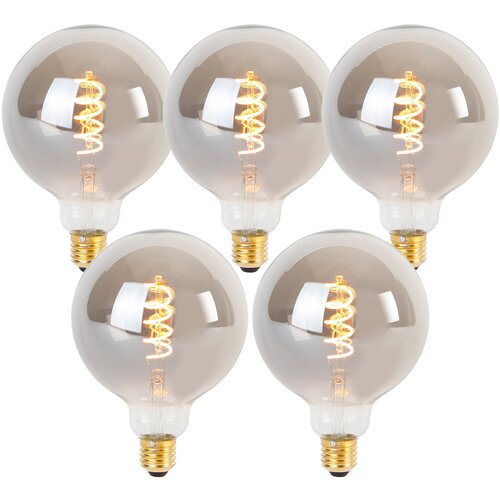 LUEDD Komplet 5 zatemljivih LED žarnic z vijugasto nitko E27 G125 dim 4W 120lm 1800K Cene