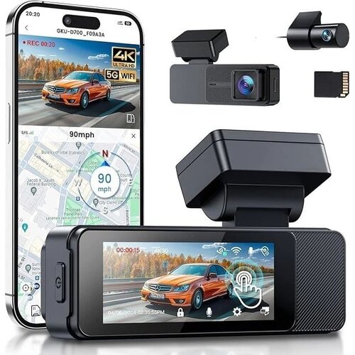 GKU D700 4K zrcalna kamera za automobil GPS WiFi 64GB Slike