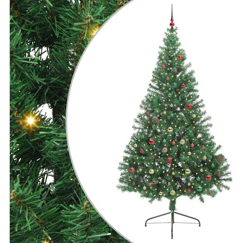 vidaXL Umjetna preddekorirana božićna jelka Zelena 240 cm PVC Cene