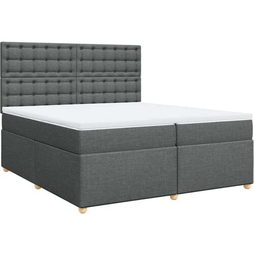 VidaXL Krevet s oprugama i madracem tamnosivi 200 x 200 cm od tkanine Slike