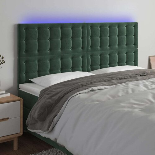  LED posteljno vzglavje temno zeleno 160x5x118/128 cm žamet, (20936152) Slike