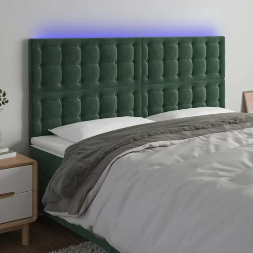  LED posteljno vzglavje temno zeleno 160x5x118/128 cm žamet, (20936152)