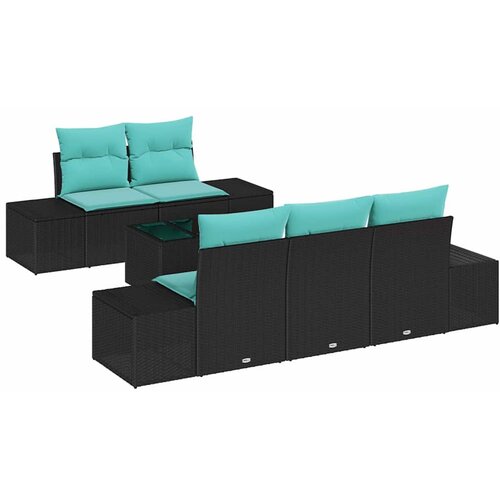 vidaXL Vrtna sedežna garnitura 6 pcs Črna Poly ratan, (5000063028) Cene