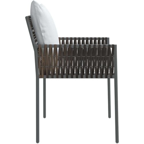 VidaXL Vrtne stolice s jastucima 6 kom smeđe 54x61x83 cm od poliratana Slike