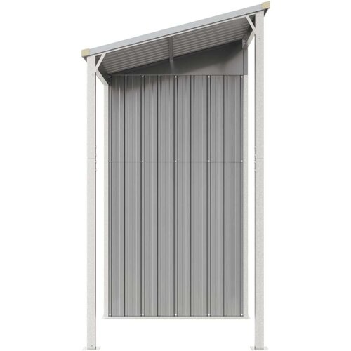 VidaXL Vrtna kućica s dužim krovom svjetlosiva 277x110 5x181 cm čelik Slike