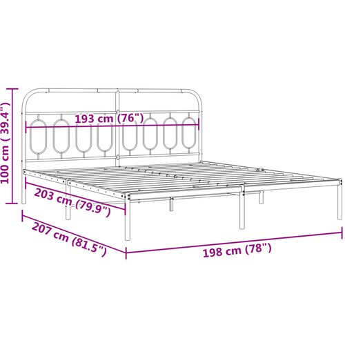  Metalni okvir za krevet s uzglavljem bijeli 193x203 cm Slike