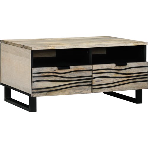 VidaXL Stolić za kavu s ladicama s pohranom Bijela, Crna 80 x 50 x 40 cm Slike