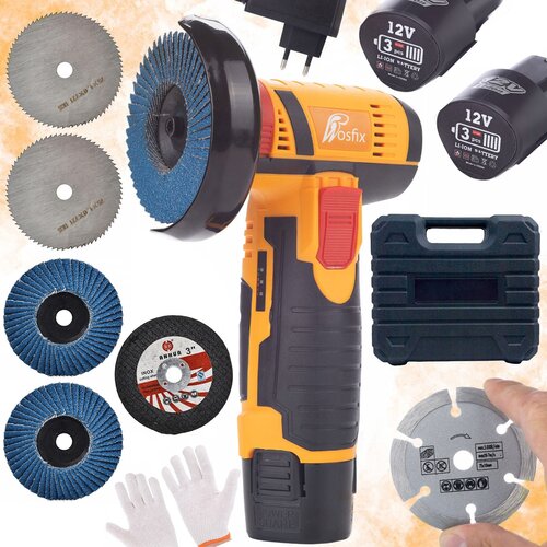 Rosfix Mini brusilnik Blue Bird 12V MBB12V+Segmentna diamantna plošča 75mm+Listna brusilna plošča 76mm+Krožna žaga 76mm, (21739145) Cene