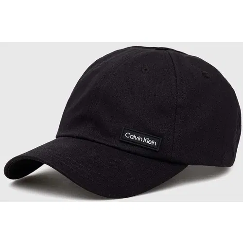 Calvin Klein Bombažna bejzbolska kapa črna barva