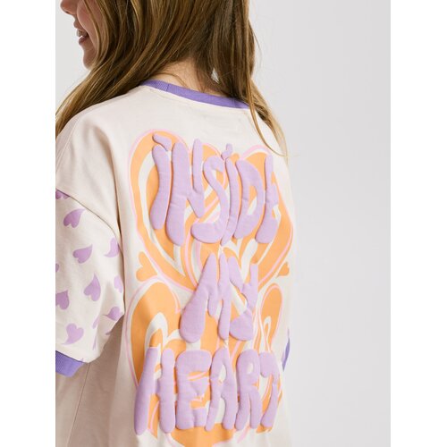 Reserved Ležerni t-shirt s printom - pastelnoružičasto Cene