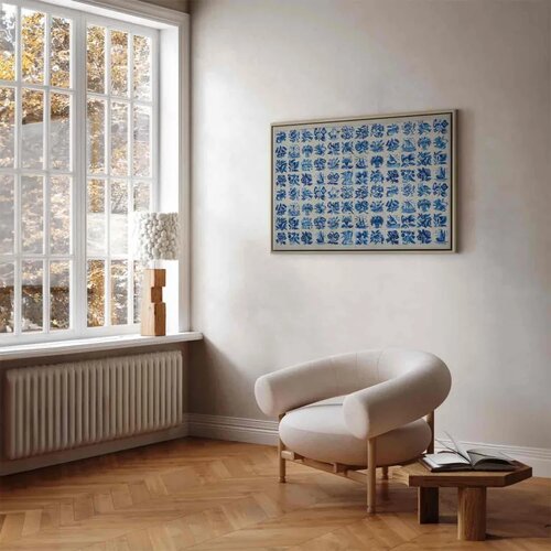  Slika - Azulejos tiles &amp;ndash; traditional Portuguese ceramic tiles 90x60 U prirodnom drvenom okviru Slike