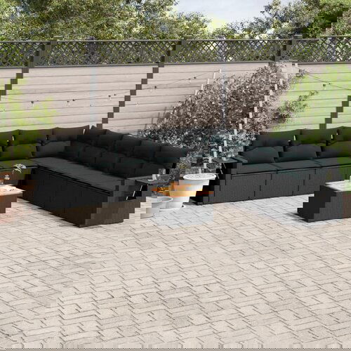 vidaXL 10-dijelni set vrtnih sofa s jastucima crni od poliratana Cijene