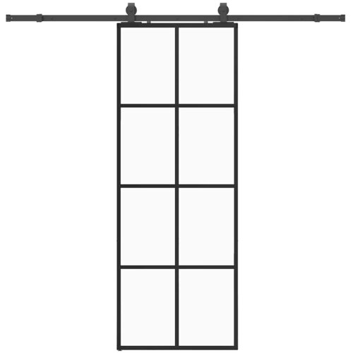 vidaXL Klizna vrata s priborom crna 76 x 205 cm od ESG stakla Cene