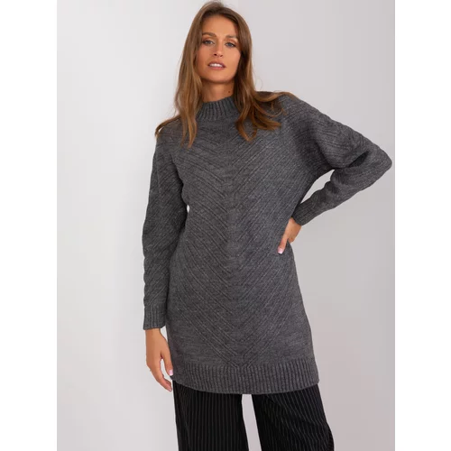 Fashion Hunters Dark gray long oversize turtleneck sweater