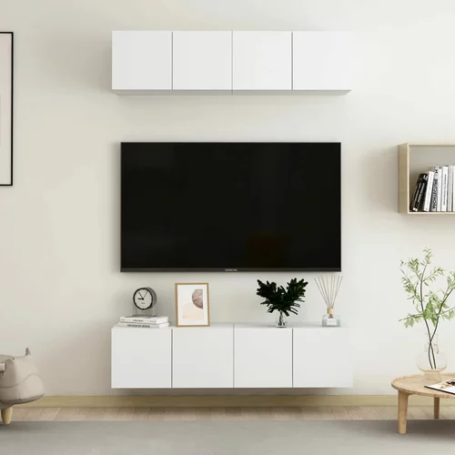 vidaXL TV omarice 4 kosi bele 60x30x30 cm iverna plošča