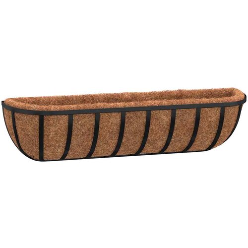  Zidna korita crna 2 kom obloge od kokosa 61x19x16 cm čelična Slike